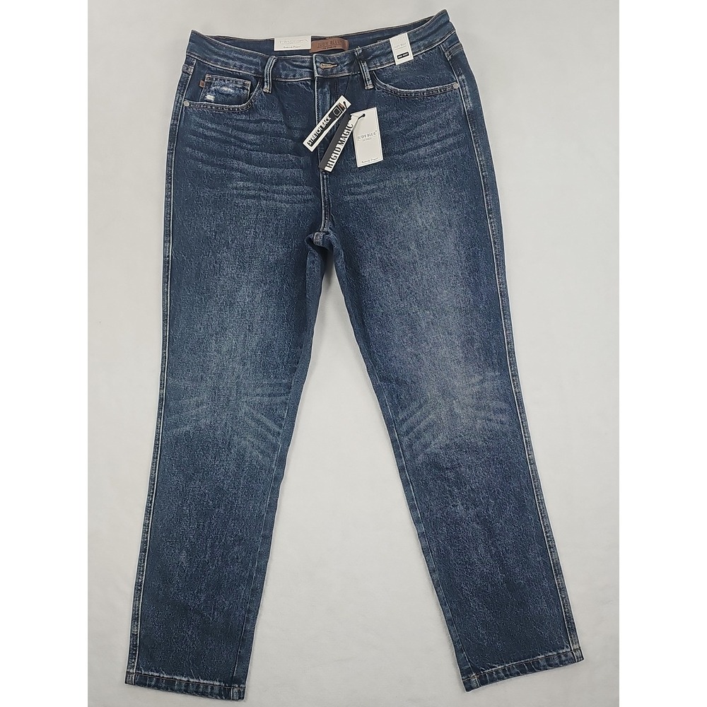 Judy Blue Straight Jeans Womens 15/32 Dark Blue NWT Rigid Magic High Waist